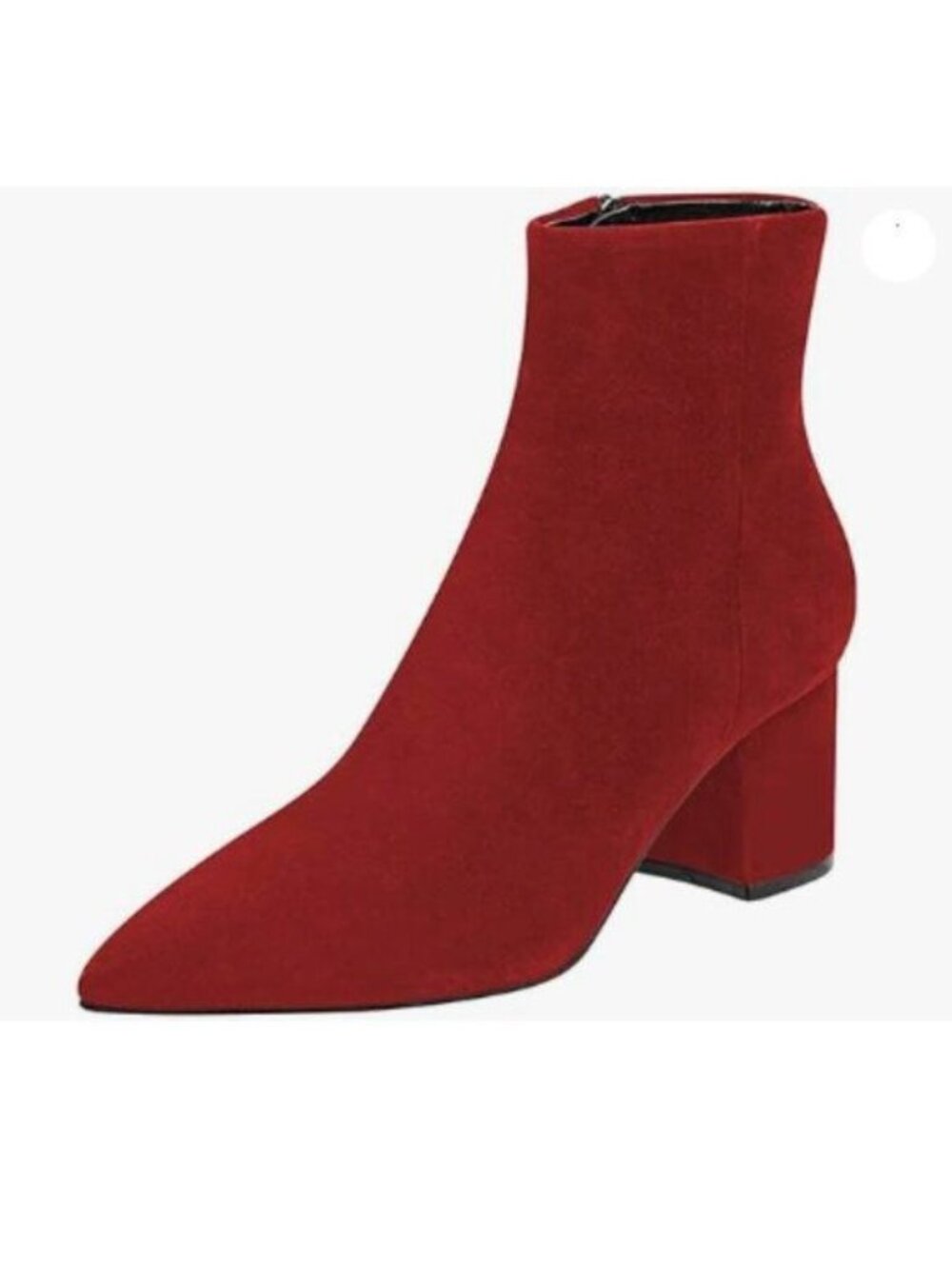 FSJ Red Dressy Pointed Toe Ankle Boots Chunky Block Heels Shoes